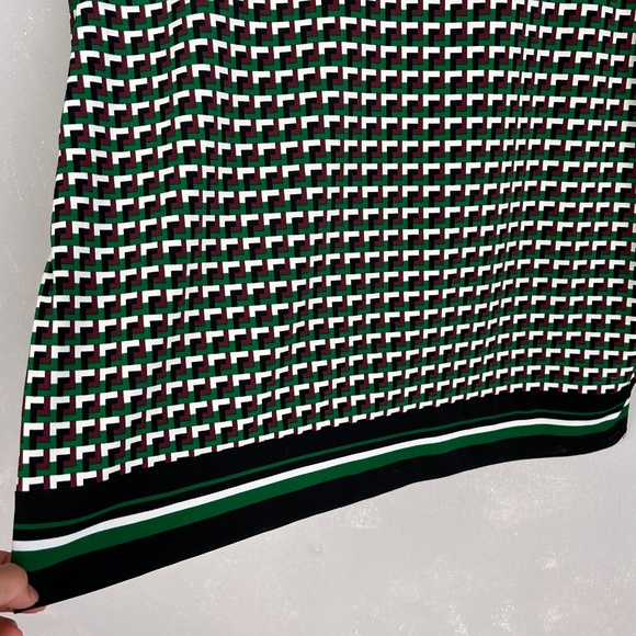 Michael Kors women size XL long sleeve top brown green geometric stretch jersey - Picture 6 of 15